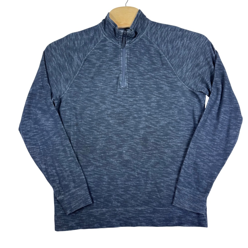 Abercrombie & Fitch Mens L Blue Heathered Quarter Zip Pullover Sweatshirt Casual